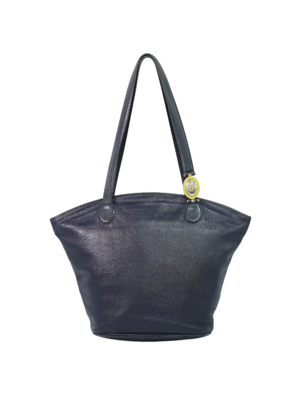 Dior Leather Shoulder Bag Tote Navy